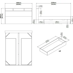 Letto matrimoniale rovere e bianco 169x216cm rivestimento in ecopelle - Enteng