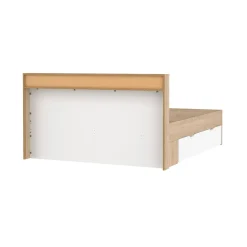 Letto matrimoniale rovere e bianco 169x216cm rivestimento in ecopelle - Enteng
