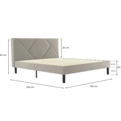 Letti Matrimoniali > Dmora Letto matrimoniale tortora 169x204cm imbottito - Morpheus Grigio
