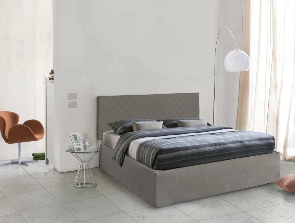 Letto matrimoniale tortora 5x170cm con materasso - Delinda