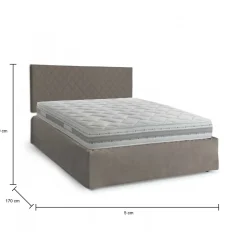 Letto matrimoniale tortora 5x170cm con materasso - Delinda