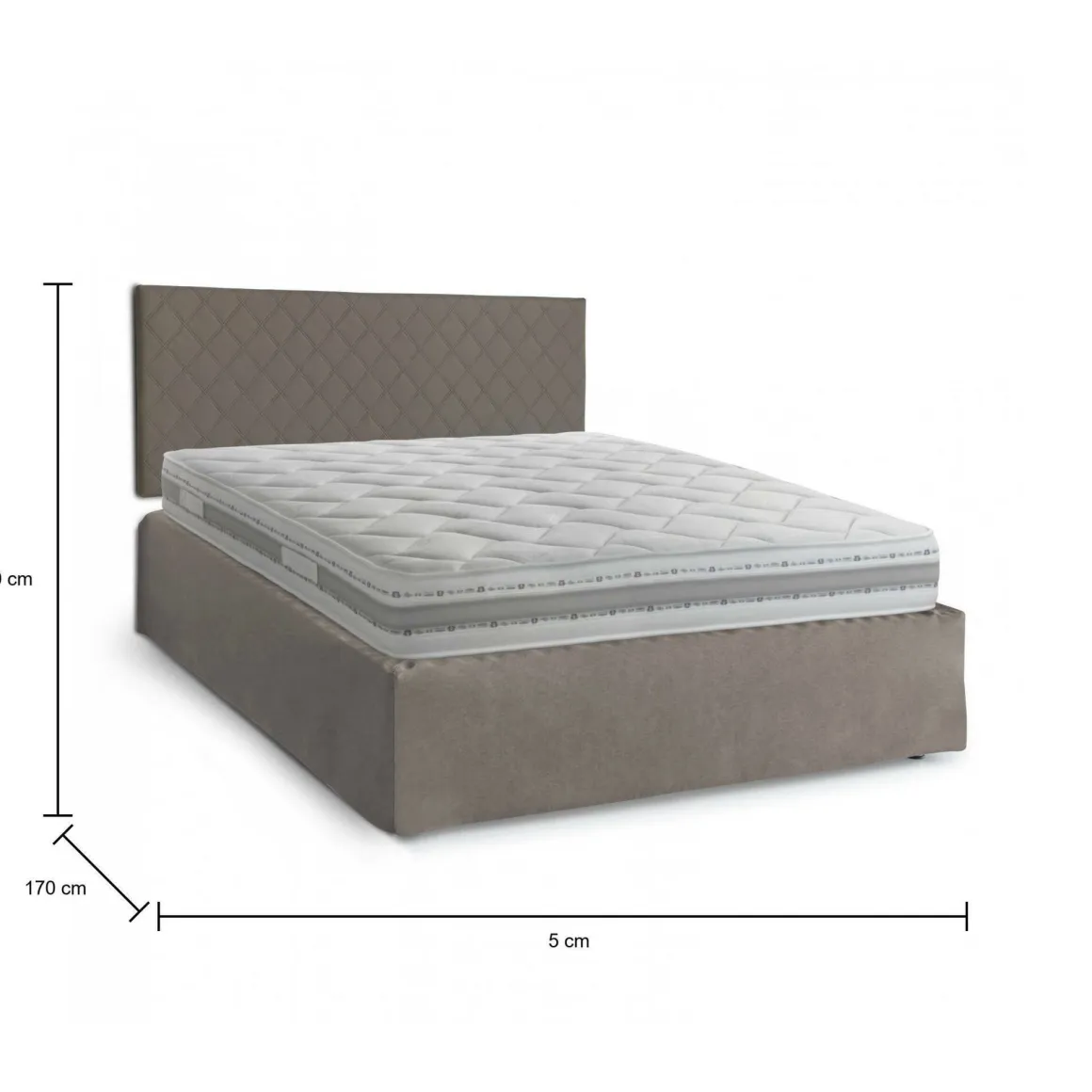Letto matrimoniale tortora 5x170cm con materasso - Delinda