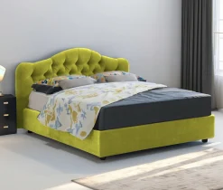 Letto Matrimoniale Verde Materasso Incluso Sfoderabile, Contenitore Made in Italy - Alfer
