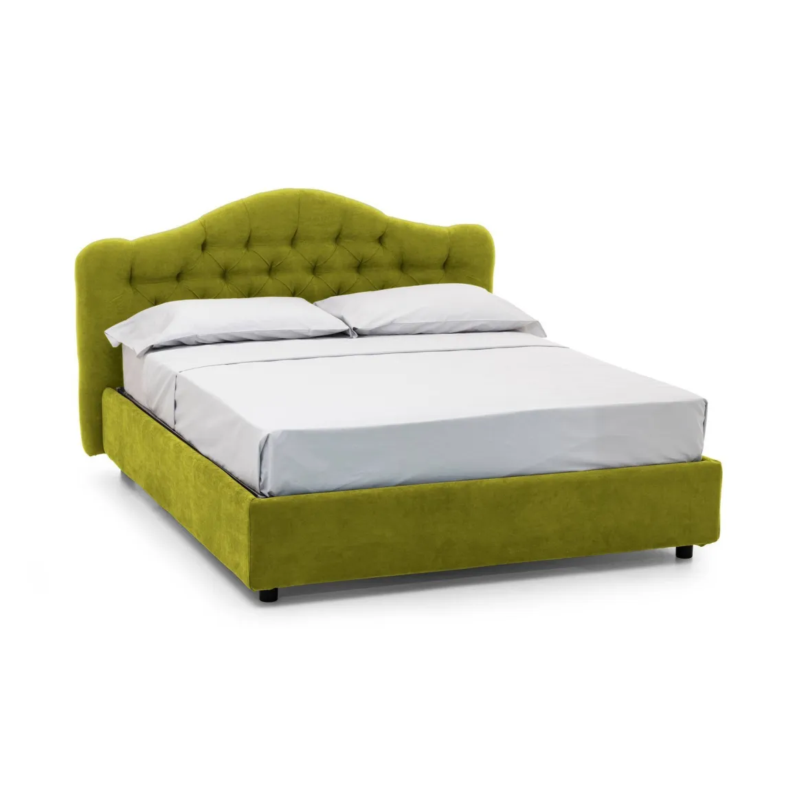 Letto Matrimoniale Verde Materasso Incluso Sfoderabile, Contenitore Made in Italy - Alfer