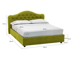Letto Matrimoniale Verde Materasso Incluso Sfoderabile, Contenitore Made in Italy - Alfer