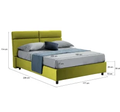 Letti Matrimoniali|Letti Contenitore > Dmora Letto Matrimoniale Materasso Incluso Sfoderabile, Contenitore Made in Italy - Asica Verde