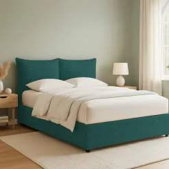 Letto Matrimoniale Verde Petrolio Sfoderabile Contenitore, Dimensione Materasso 160x190 cm - Calcio