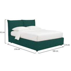 Letto Matrimoniale Verde Petrolio Sfoderabile Contenitore, Dimensione Materasso 160x190 cm - Calcio