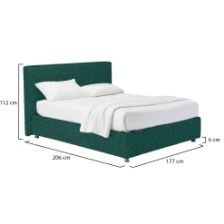 Letti Matrimoniali|Letti Contenitore > Dmora Letto Matrimoniale Sfoderabile Contenitore, Dimensione Materasso 160x190 cm - Issime Verde Petrolio