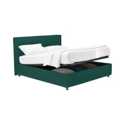 Letti Matrimoniali|Letti Contenitore > Dmora Letto Matrimoniale Sfoderabile Contenitore, Dimensione Materasso 160x190 cm - Issime Verde Petrolio