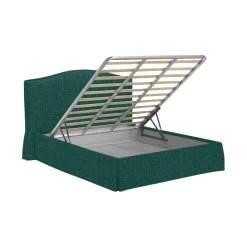 Letto Matrimoniale Verde Petrolio Sfoderabile Contenitore, Dimensione Materasso 160x190 cm - Turania