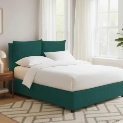 Letto Matrimoniale Verde Petrolio Sfoderabile Contenitore, Dimensione Materasso 160x200 cm - Davoli