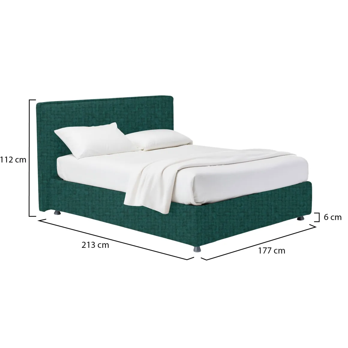Letto Matrimoniale Verde Petrolio Sfoderabile Contenitore, Dimensione Materasso 160x200 cm - Lenta