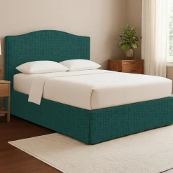 Letti Matrimoniali|Letti Contenitore > Dmora Letto Matrimoniale Sfoderabile Contenitore, Dimensione Materasso 160x200 cm - Orino Verde Petrolio