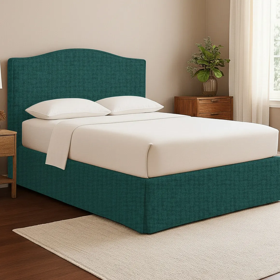 Letto Matrimoniale Verde Petrolio Sfoderabile Contenitore, Dimensione Materasso 160x200 cm - Orgiano