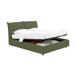 Letto Matrimoniale Verde Sfoderabile Contenitore, Dimensione Materasso 160x190 cm - Calcio