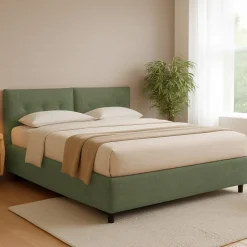 Letto Matrimoniale Verde Sfoderabile Contenitore, Dimensione Materasso 160x190 cm - Levice