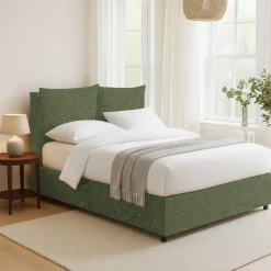 Letto Matrimoniale Verde Sfoderabile Contenitore, Dimensione Materasso 160x190 cm - Riesi