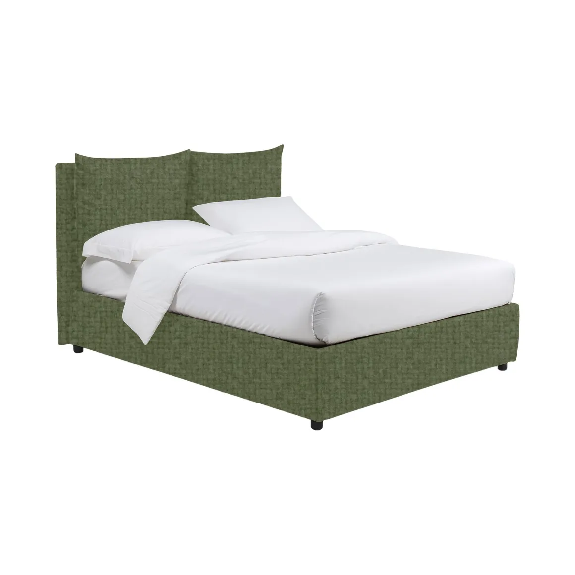 Letto Matrimoniale Verde Sfoderabile Contenitore, Dimensione Materasso 160x190 cm - Riesi