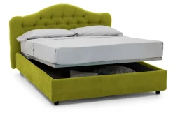Letto Matrimoniale Verde Sfoderabile Contenitore, Dimensione Materasso 160x190 cm Made in Italy - Arex