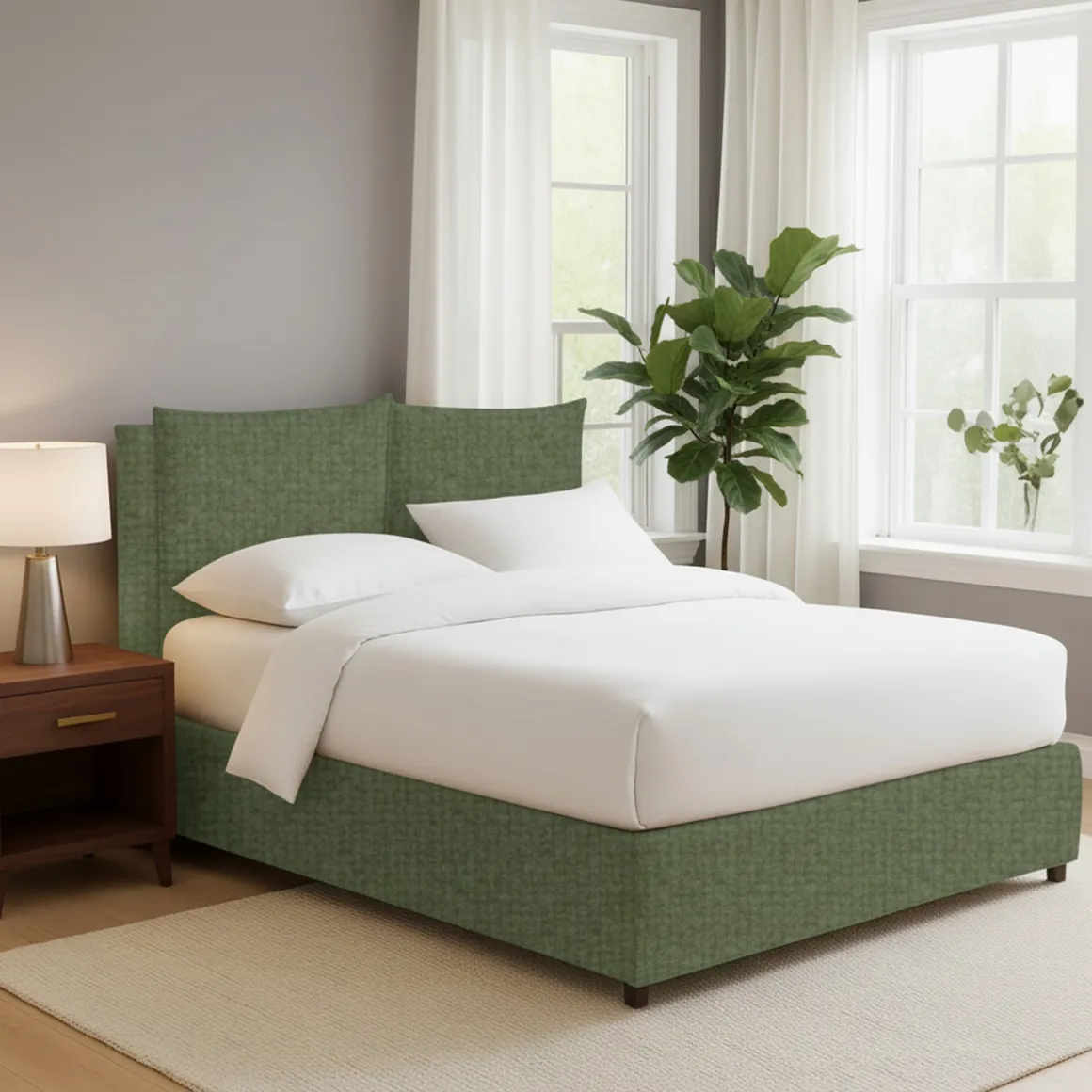 Letto Matrimoniale Verde Sfoderabile Contenitore, Dimensione Materasso 160x200 cm - Davoli
