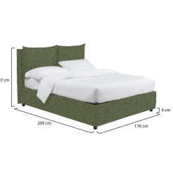 Letto Matrimoniale Verde Sfoderabile Contenitore, Dimensione Materasso 160x200 cm - Davoli