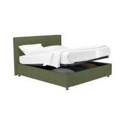 Letto Matrimoniale Verde Sfoderabile Contenitore, Dimensione Materasso 160x200 cm - Lenta