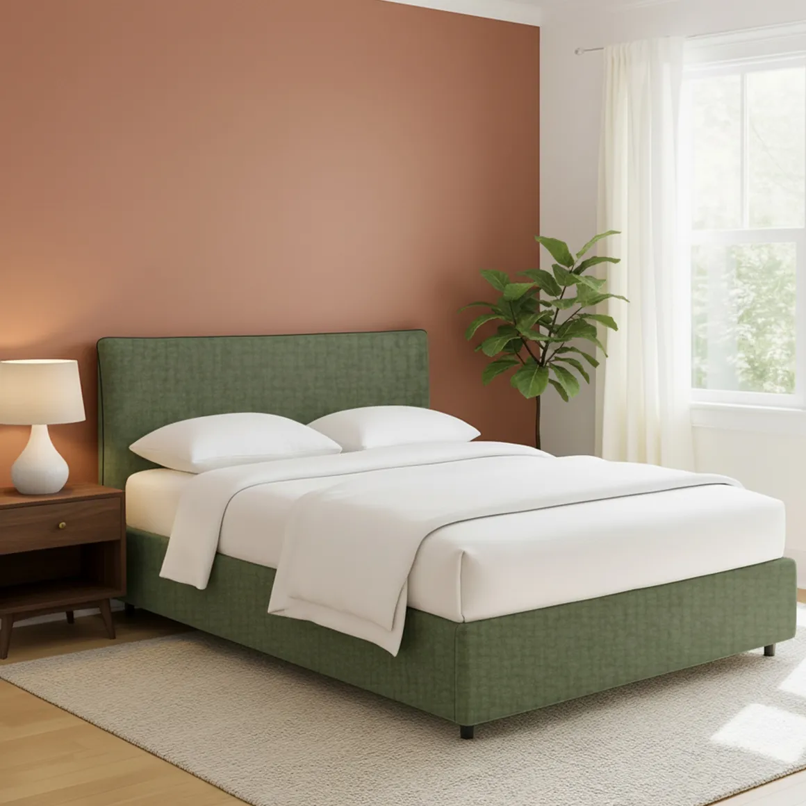 Letto Matrimoniale Verde Sfoderabile Contenitore, Dimensione Materasso 160x200 cm - Peia