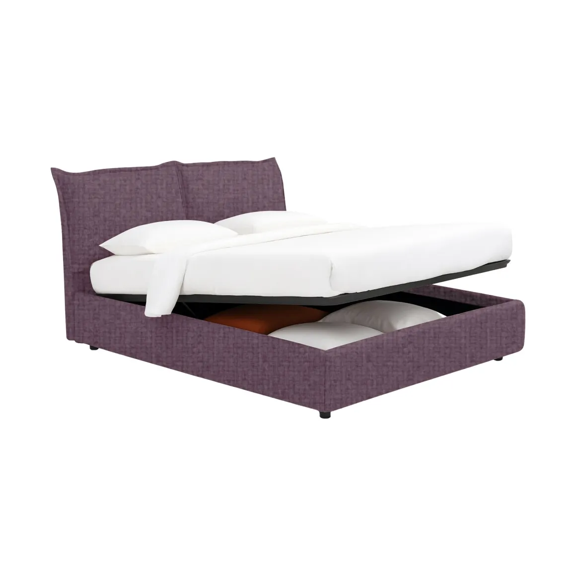 Letto Matrimoniale Viola Lilla Sfoderabile Contenitore, Dimensione Materasso 160x190 cm - Calcio