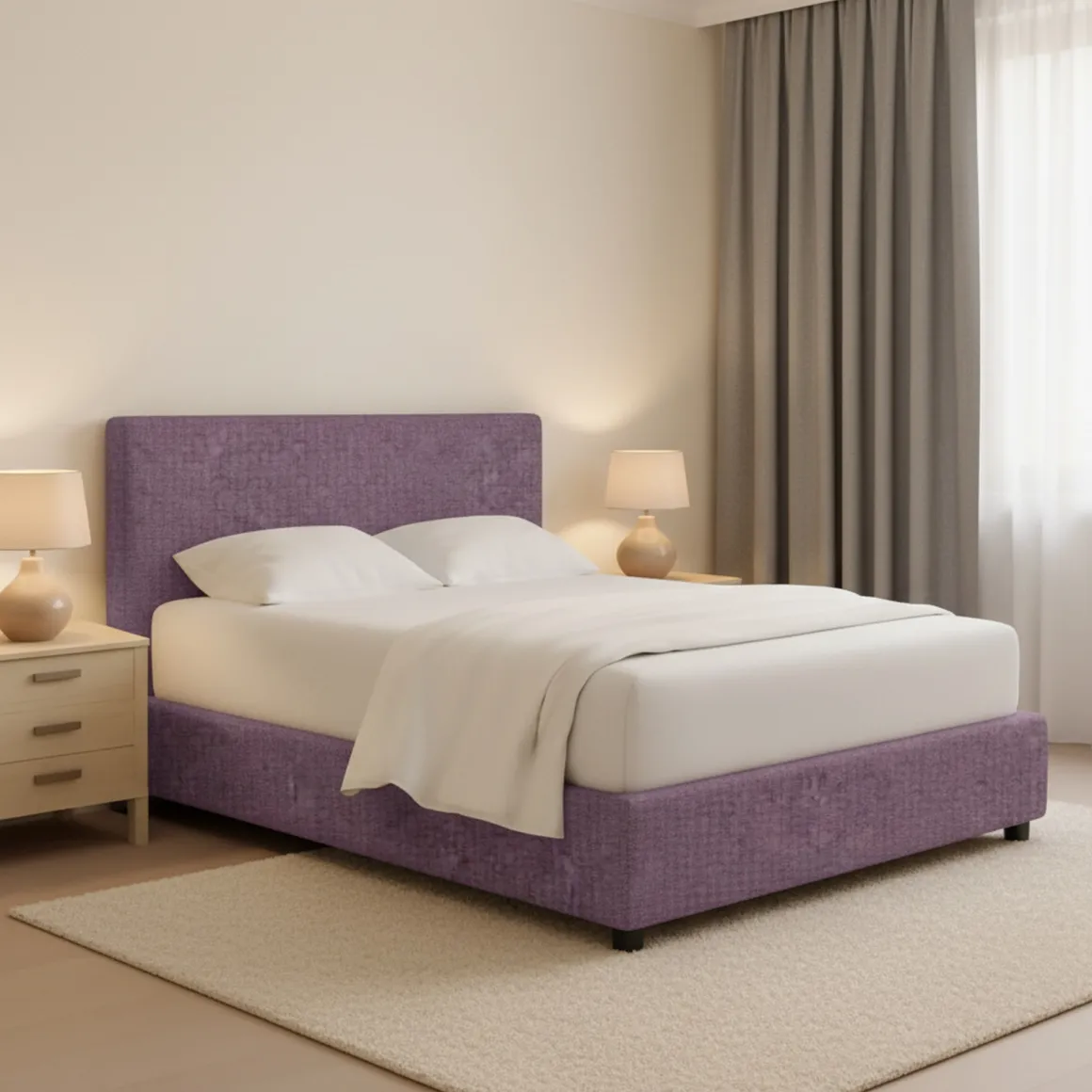 Letto Matrimoniale Viola Lilla Sfoderabile Contenitore, Dimensione Materasso 160x190 cm - Fasanella