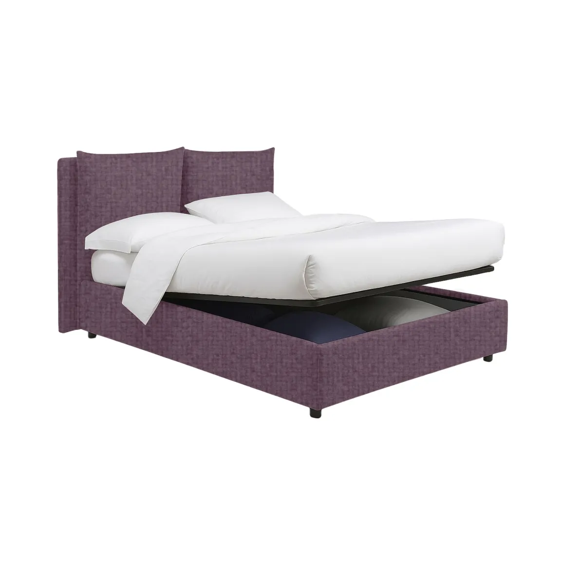 Letto Matrimoniale Viola Lilla Sfoderabile Contenitore, Dimensione Materasso 160x190 cm - Riesi
