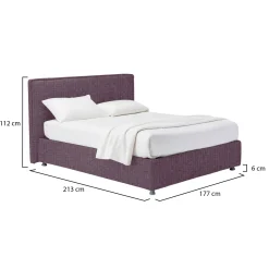 Letto Matrimoniale Viola Lilla Sfoderabile Contenitore, Dimensione Materasso 160x200 cm - Lenta