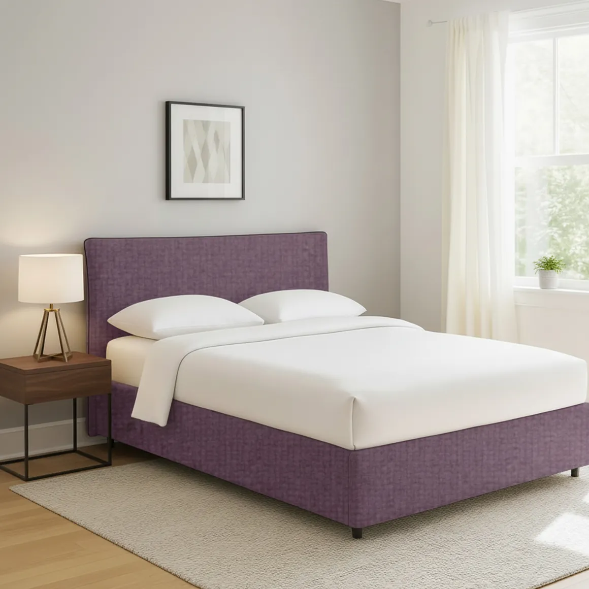 Letto Matrimoniale Viola Lilla Sfoderabile Contenitore, Dimensione Materasso 160x200 cm - Peia