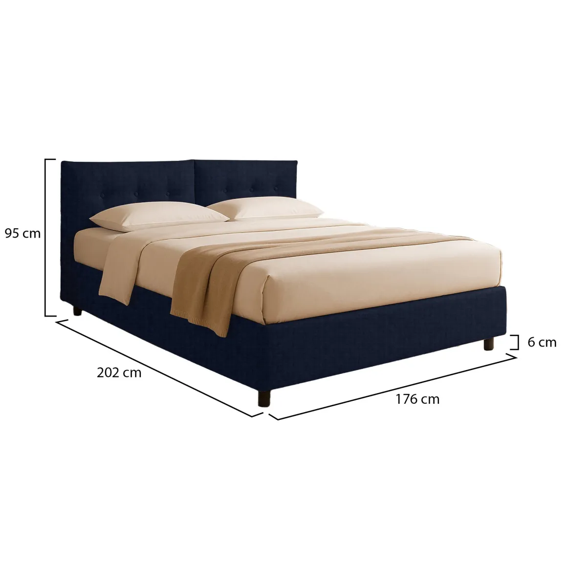 Letto Matrimoniale Viola Scuro Sfoderabile Contenitore, Dimensione Materasso 160x190 cm - Levice