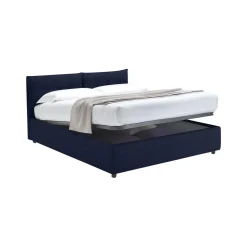 Letto Matrimoniale Viola Scuro Sfoderabile Contenitore, Dimensione Materasso 160x190 cm - Levice