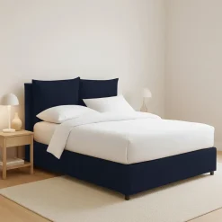 Letto Matrimoniale Viola Scuro Sfoderabile Contenitore, Dimensione Materasso 160x190 cm - Riesi