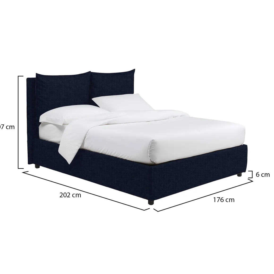 Letto Matrimoniale Viola Scuro Sfoderabile Contenitore, Dimensione Materasso 160x190 cm - Riesi