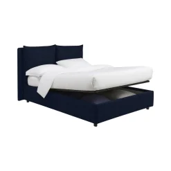 Letto Matrimoniale Viola Scuro Sfoderabile Contenitore, Dimensione Materasso 160x190 cm - Riesi