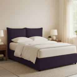 Letto Matrimoniale Viola Sfoderabile Contenitore, Dimensione Materasso 160x190 cm - Calcio