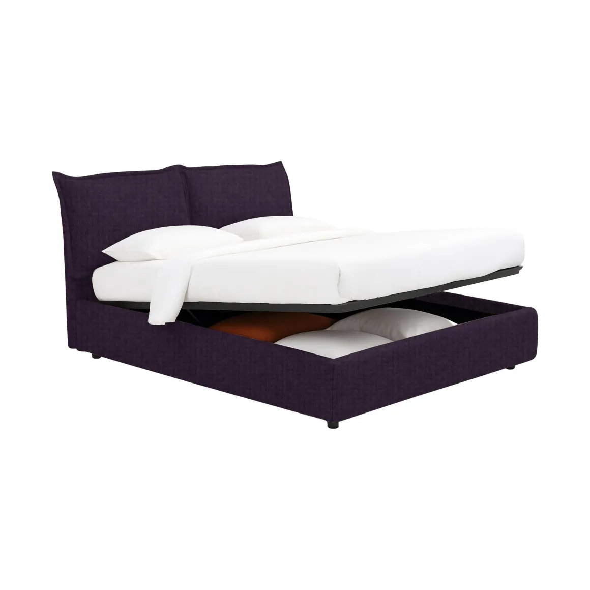 Letto Matrimoniale Viola Sfoderabile Contenitore, Dimensione Materasso 160x190 cm - Calcio