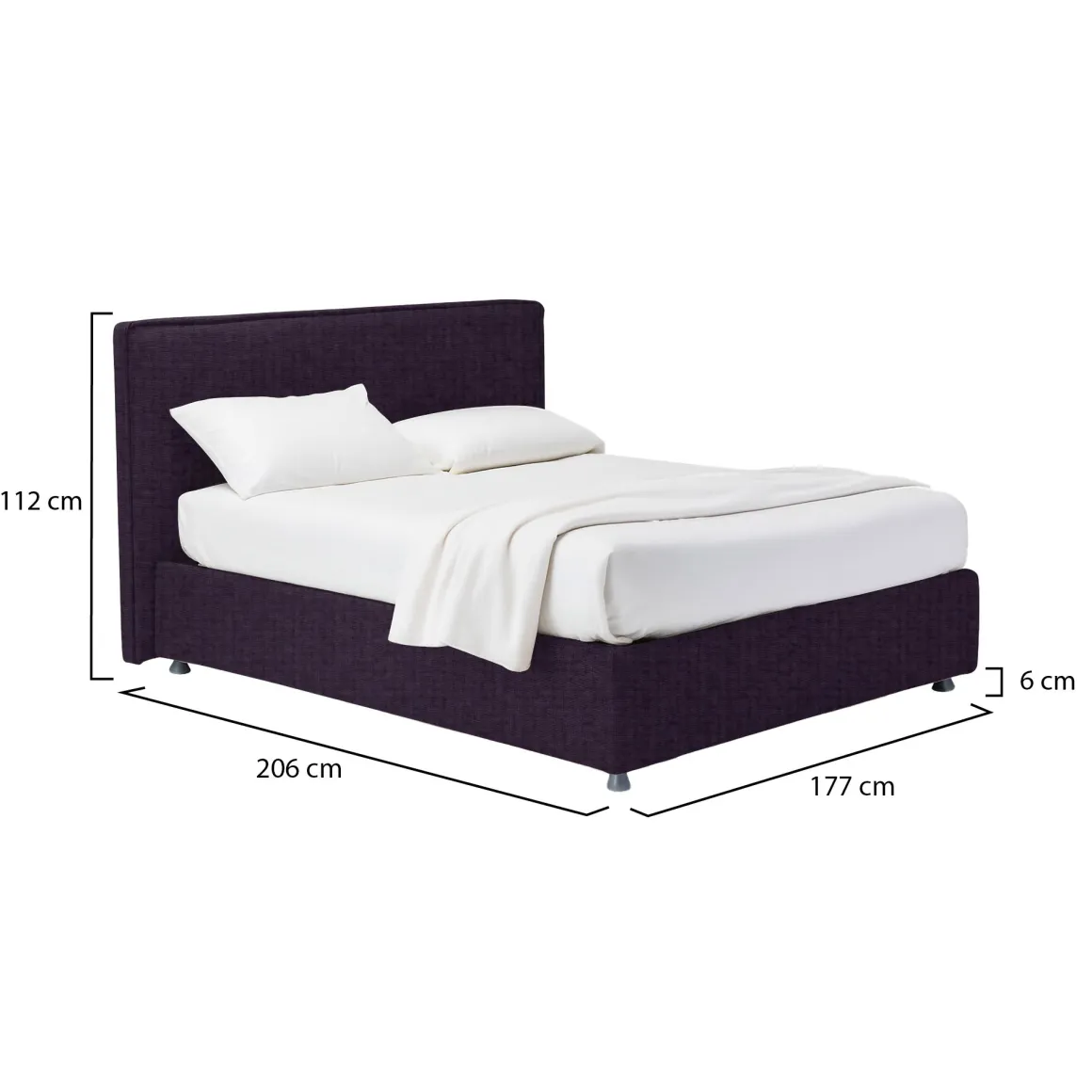 Letto Matrimoniale Viola Sfoderabile Contenitore, Dimensione Materasso 160x190 cm - Fasanella
