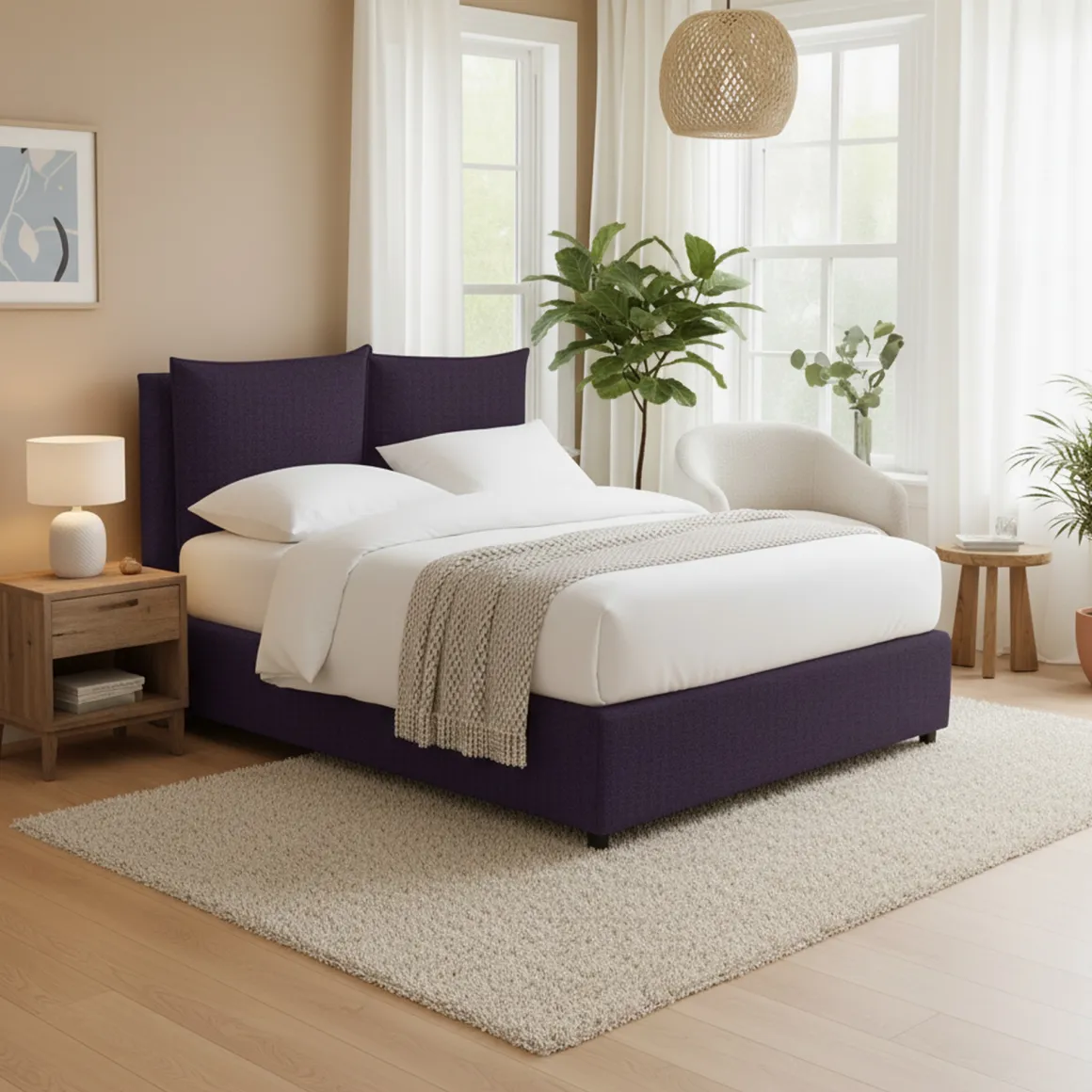 Letto Matrimoniale Viola Sfoderabile Contenitore, Dimensione Materasso 160x200 cm - Davoli