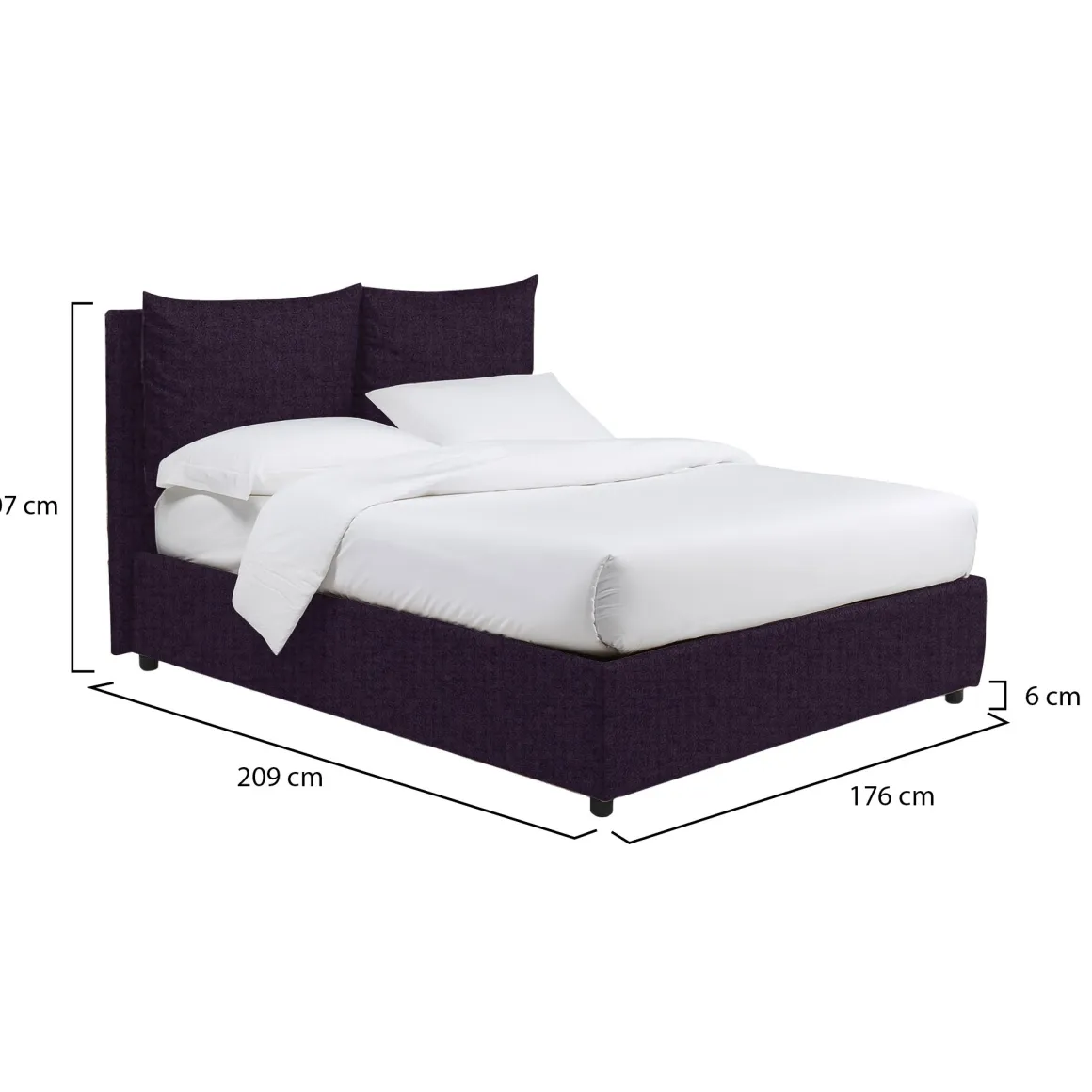 Letto Matrimoniale Viola Sfoderabile Contenitore, Dimensione Materasso 160x200 cm - Davoli