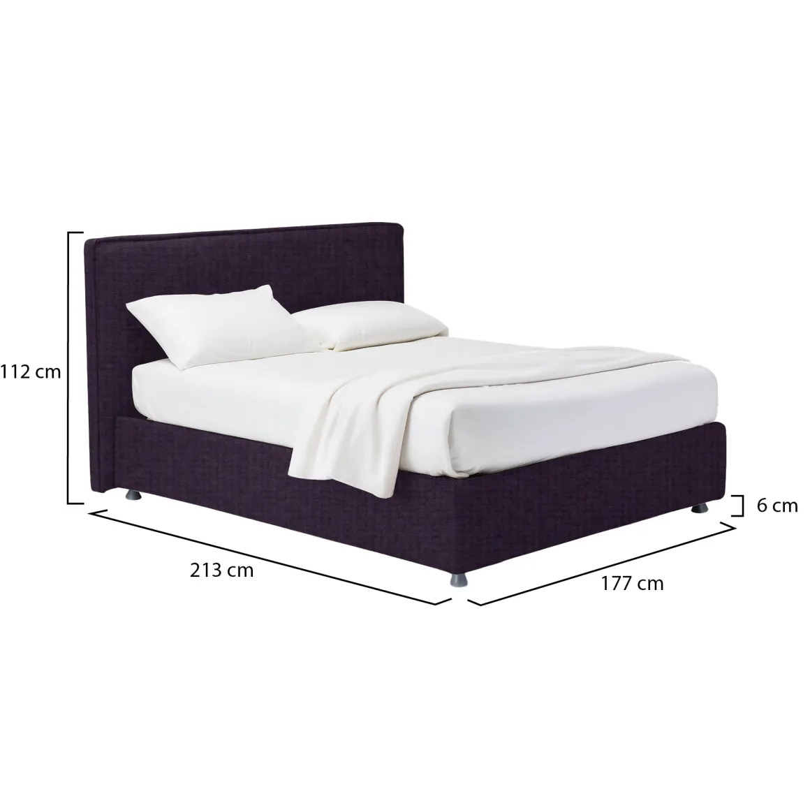 Letto Matrimoniale Viola Sfoderabile Contenitore, Dimensione Materasso 160x200 cm - Lenta