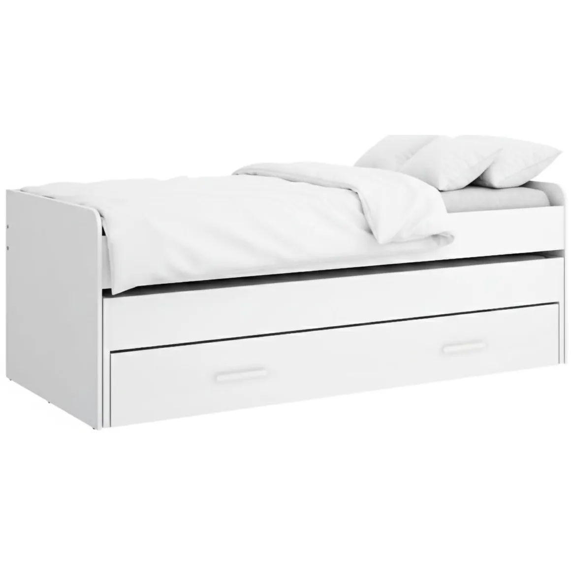 Letti Per Bambini > Dmora Letto per Bambini Contenitore Letto Superiore Adatto a Rete 90x200 cm Senza Piedini, Letto Inferiore Rete non Necessaria, - Glorenza Bianco
