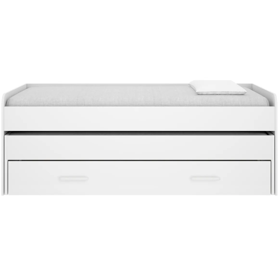 Letti Per Bambini > Dmora Letto per Bambini Contenitore Letto Superiore Adatto a Rete 90x200 cm Senza Piedini, Letto Inferiore Rete non Necessaria, - Glorenza Bianco