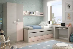 Cameretta|Letti Estraibili > Dmora Letto per bambini compatto 199x96cm bianco e rosa - Asi Rosa, Bianco