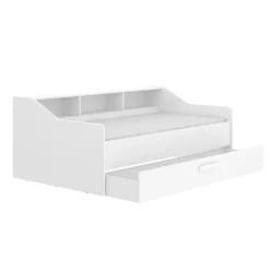 Letto per bambini con ripiani e 1 cassetto 194x120cm bianco - Annya