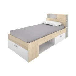 Letti Contenitore|Letti Singoli > Dmora Letto per bambini moderno bianco e rovere 99x218cm adatto per materasso 90x190 cm - Adrielle Marrone, Bianco Rovere