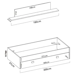 Cameretta|Camera Da Letto > Dmora Letto per bambini 195x97cm bianco e rosa - Aikiko Rosa, Bianco